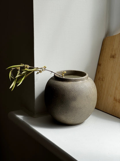 Up-cycled  |  WATERTIGHT earthy brown small rounded urn