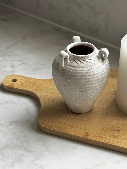 Up-cycled  |  small off-white tri-handle amphora
