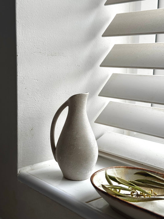Up-cycled  |  small off-white slim handled jug