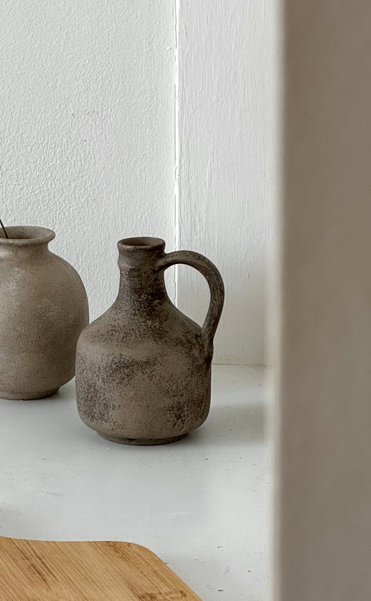 Up-cycled  |  earthy textured small handled vase