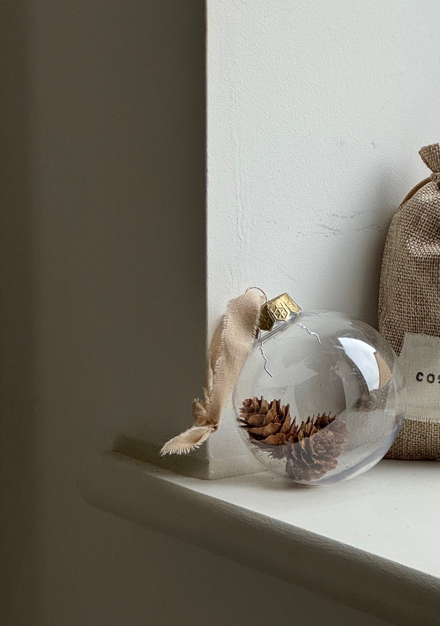 Neutral pinecone bauble SET OF 3