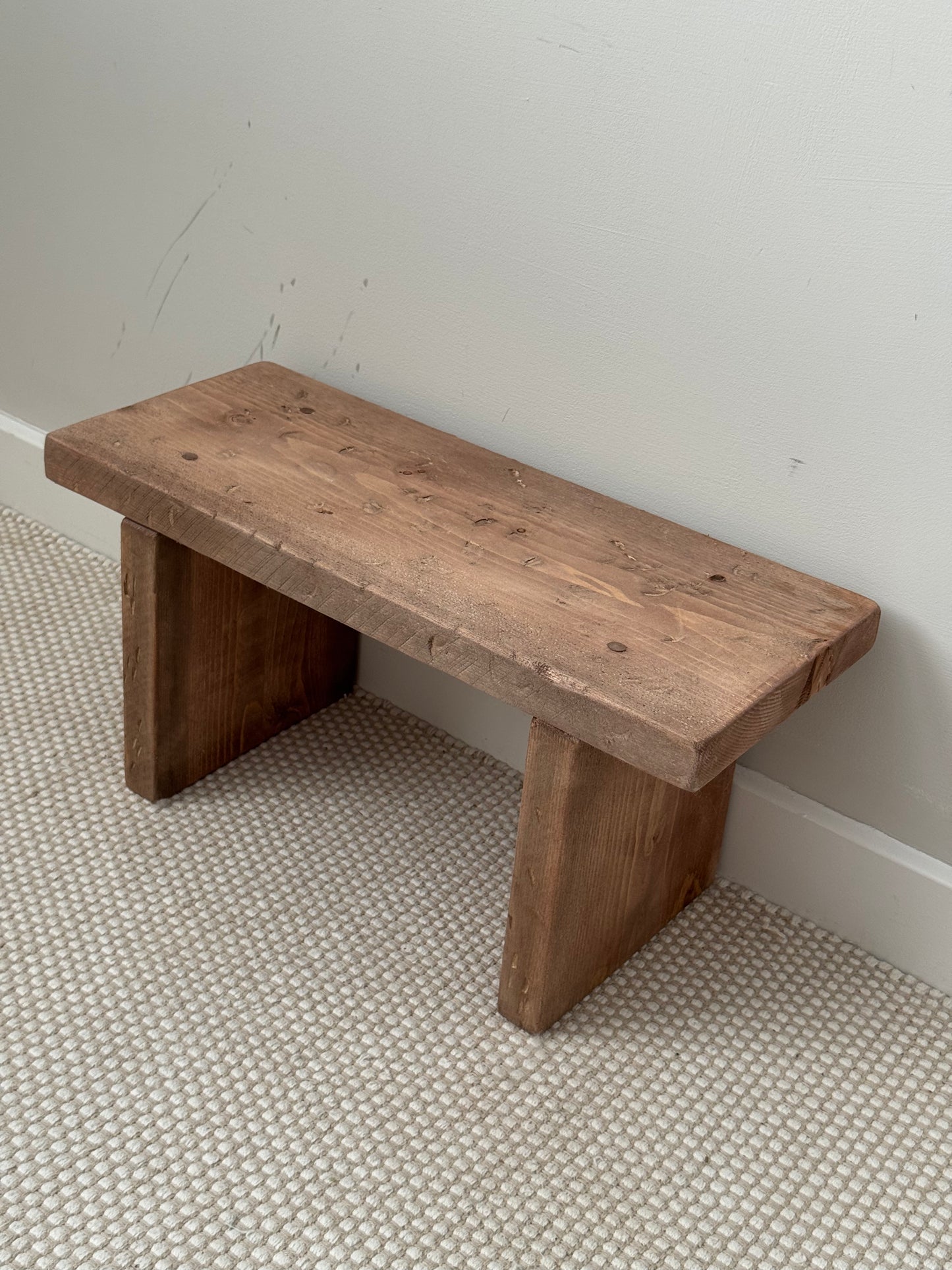 Handmade Aged Effect Wood Stool - Delilah