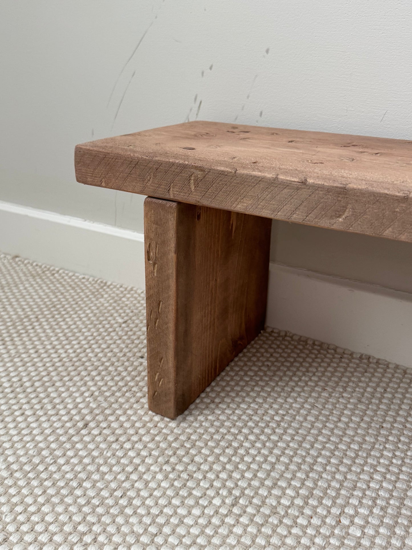 Handmade Aged Effect Wood Stool - Delilah