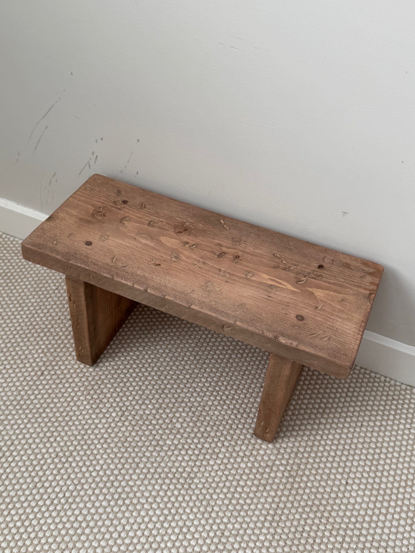 Handmade Aged Effect Wood Stool - Delilah