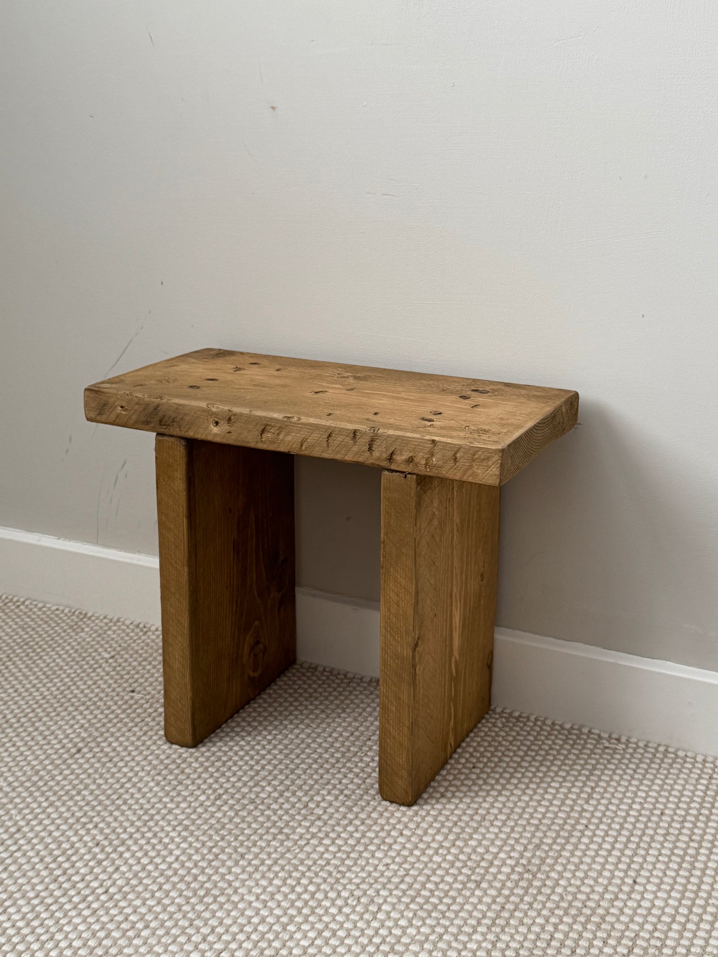 Handmade Aged Effect Wood Stool - Elsie