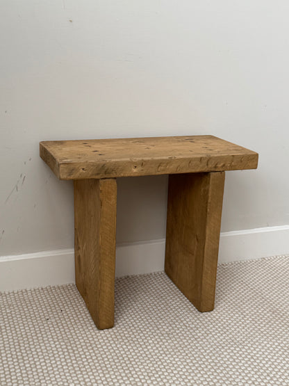 Handmade Aged Effect Wood Stool - Elsie