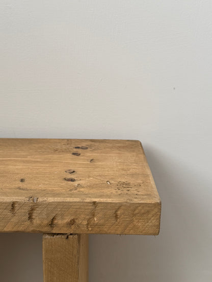 Handmade Aged Effect Wood Stool - Elsie