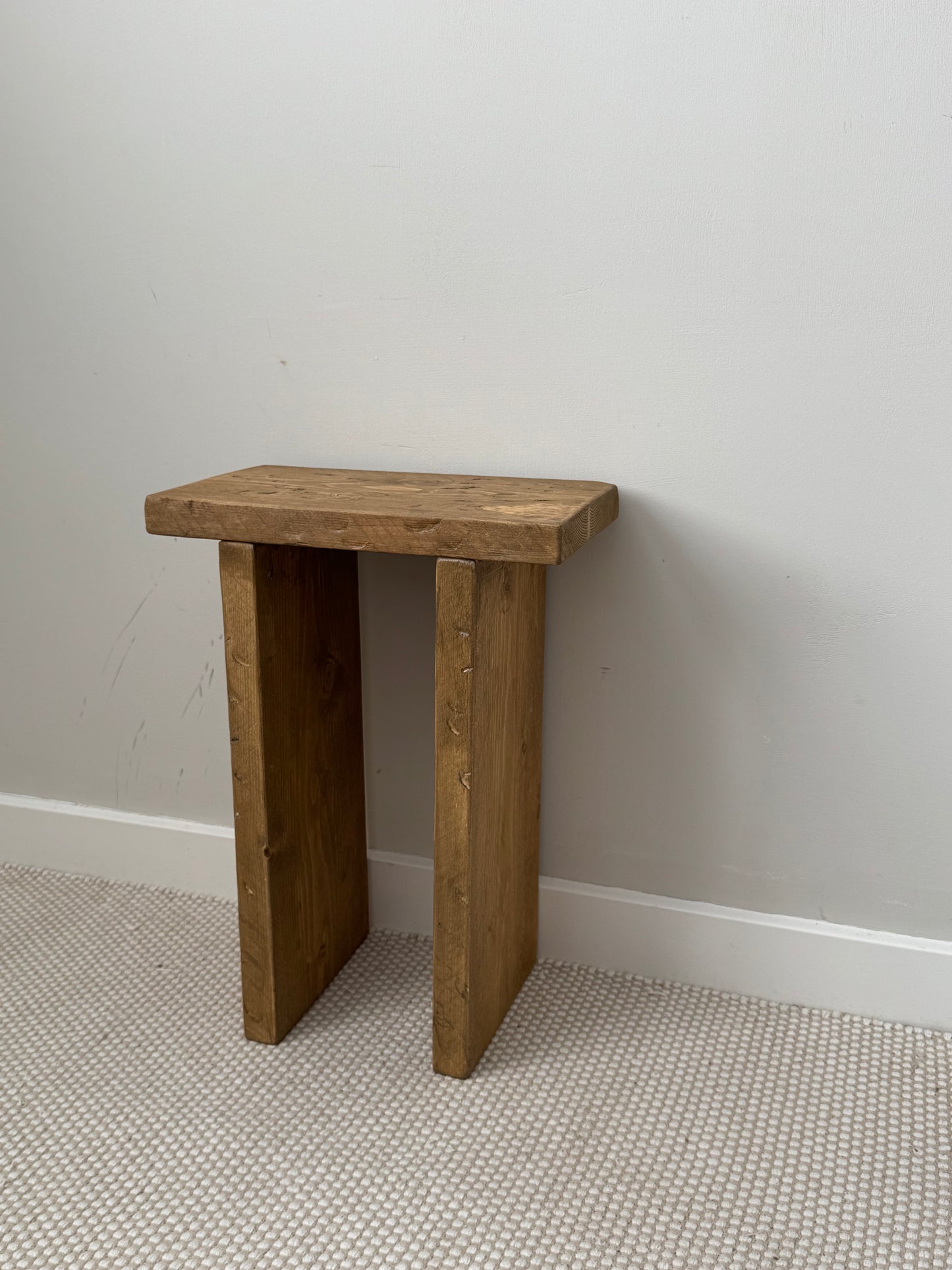 Handmade Aged Effect Wood Stool - Margot