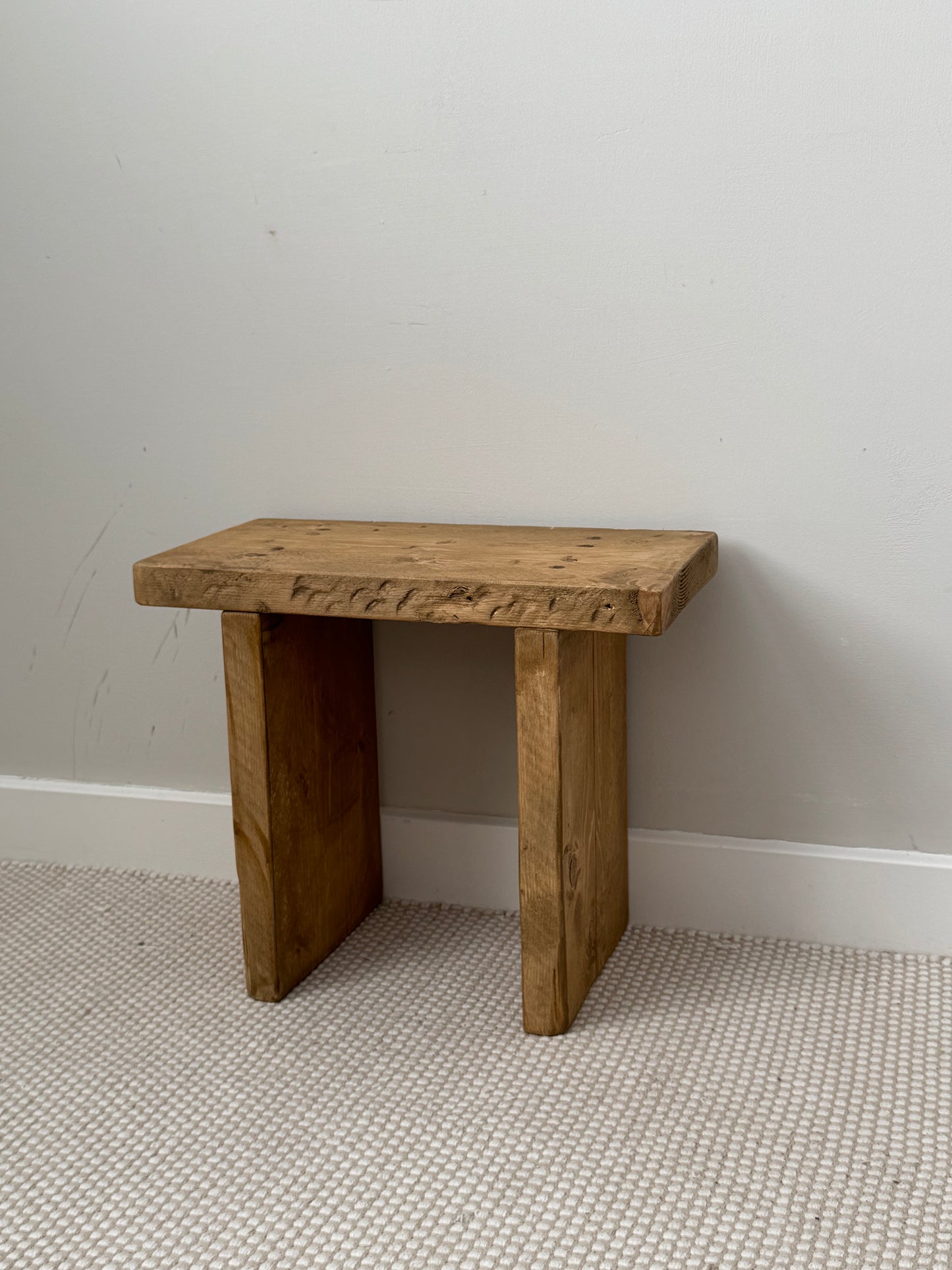 Handmade Aged Effect Wood Stool - Elsie