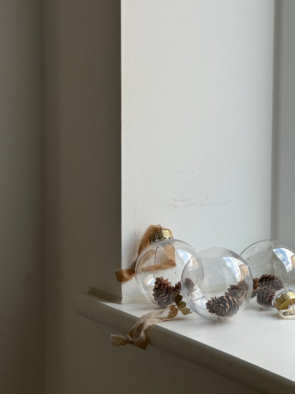 Neutral pinecone bauble SET OF 3