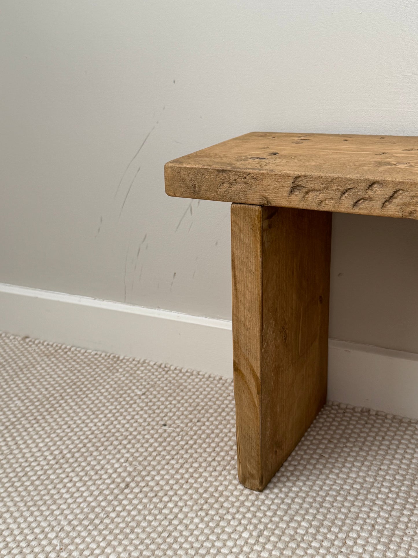 Handmade Aged Effect Wood Stool - Elsie