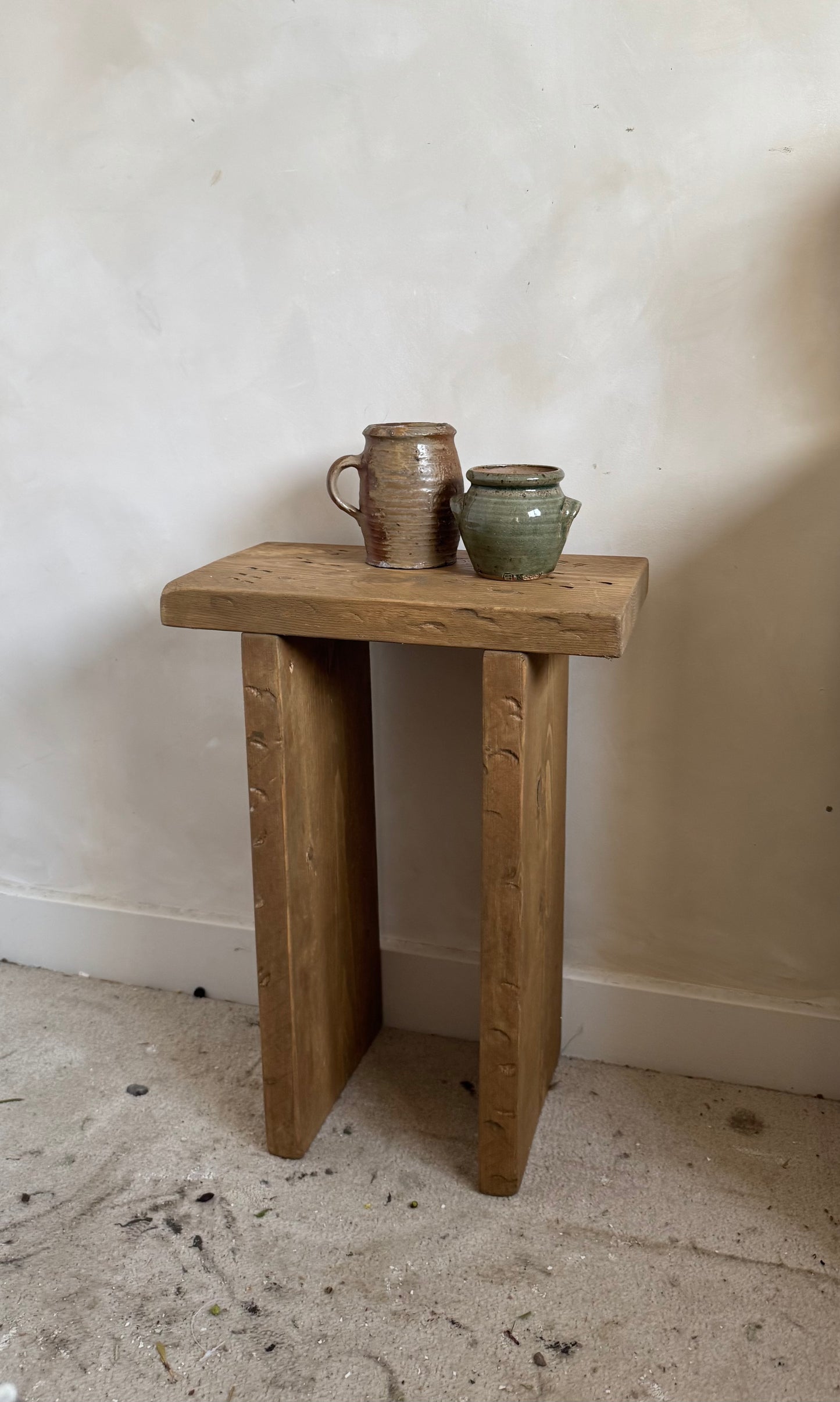 Handmade Aged Effect Wood Stool - Margot