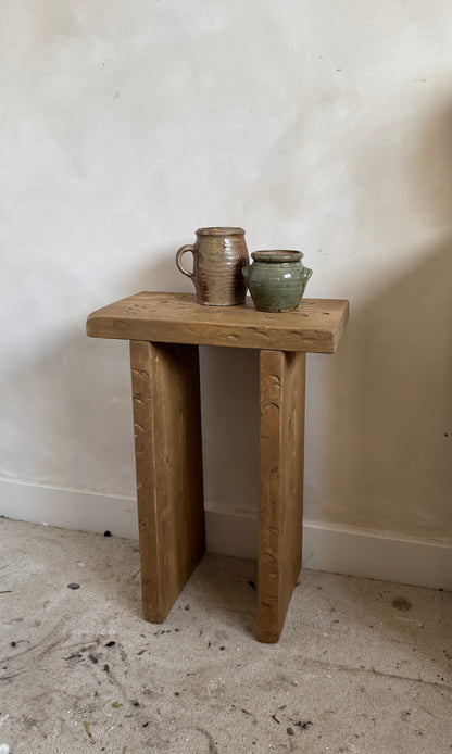 Handmade Aged Effect Wood Stool - Margot