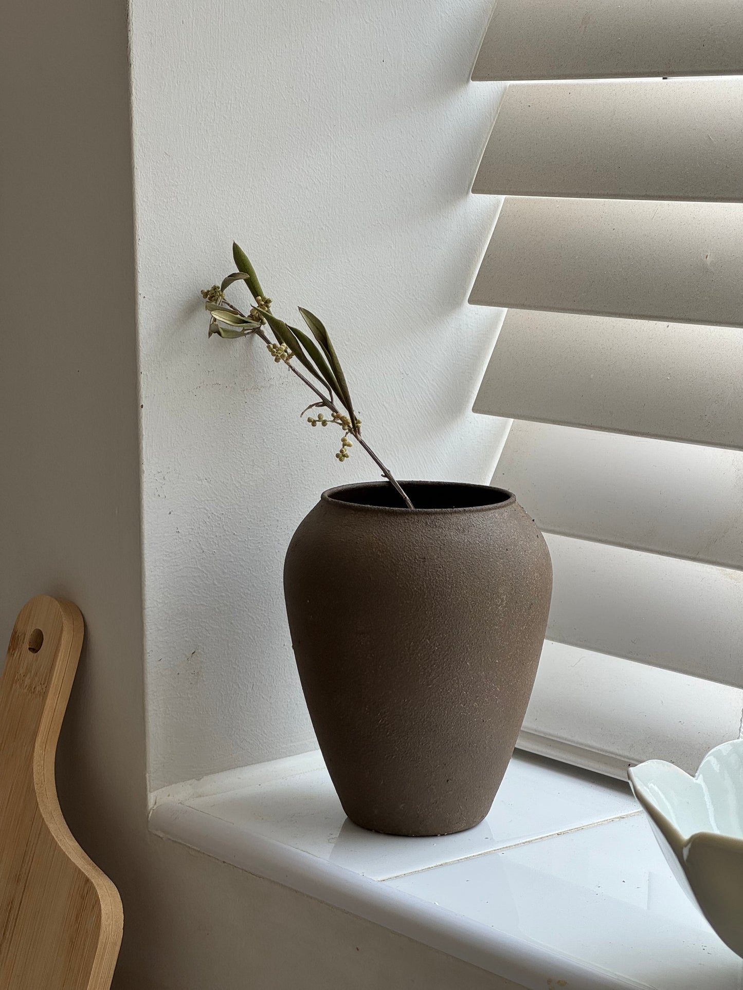 Up-cycled  |  small wabi-sabi dark earthy brown urn