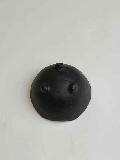 Up-cycled  |   Small wabi-sabi deep brown footed bowl