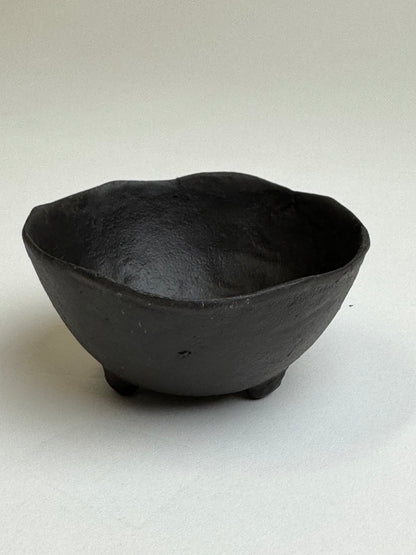 Up-cycled  |   Small wabi-sabi deep brown footed bowl