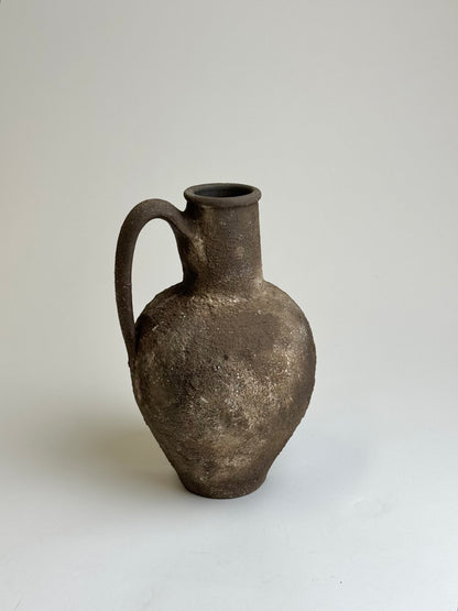 Up-cycled  |  Textured earthy brown handled jug