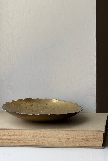 Scalloped Engraved Brass Dish
