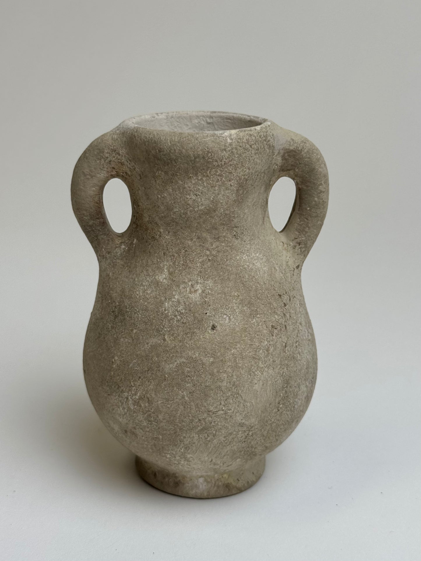 Up-cycled  |  Small beige textured twin handled vessel