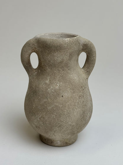 Up-cycled  |  Small beige textured twin handled vessel