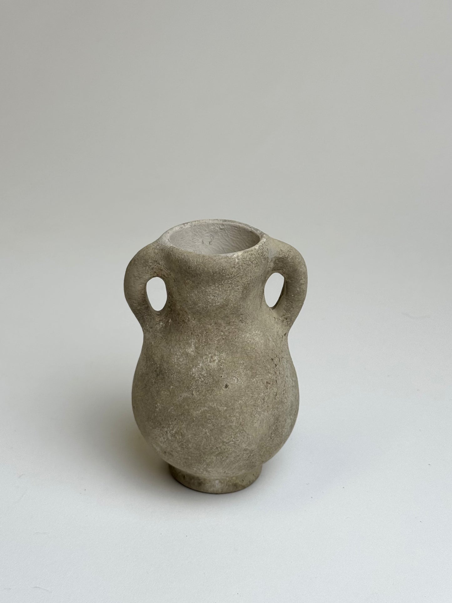 Up-cycled  |  Small beige textured twin handled vessel