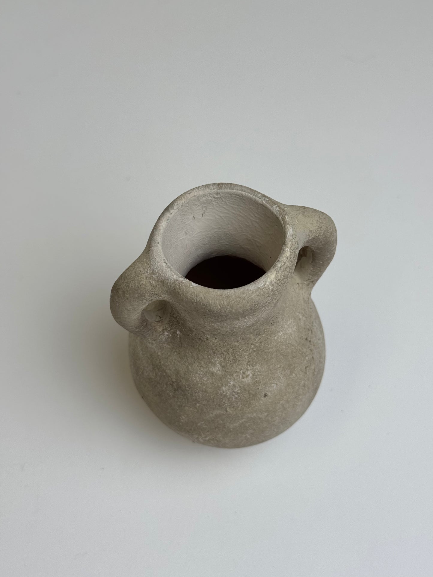 Up-cycled  |  Small beige textured twin handled vessel