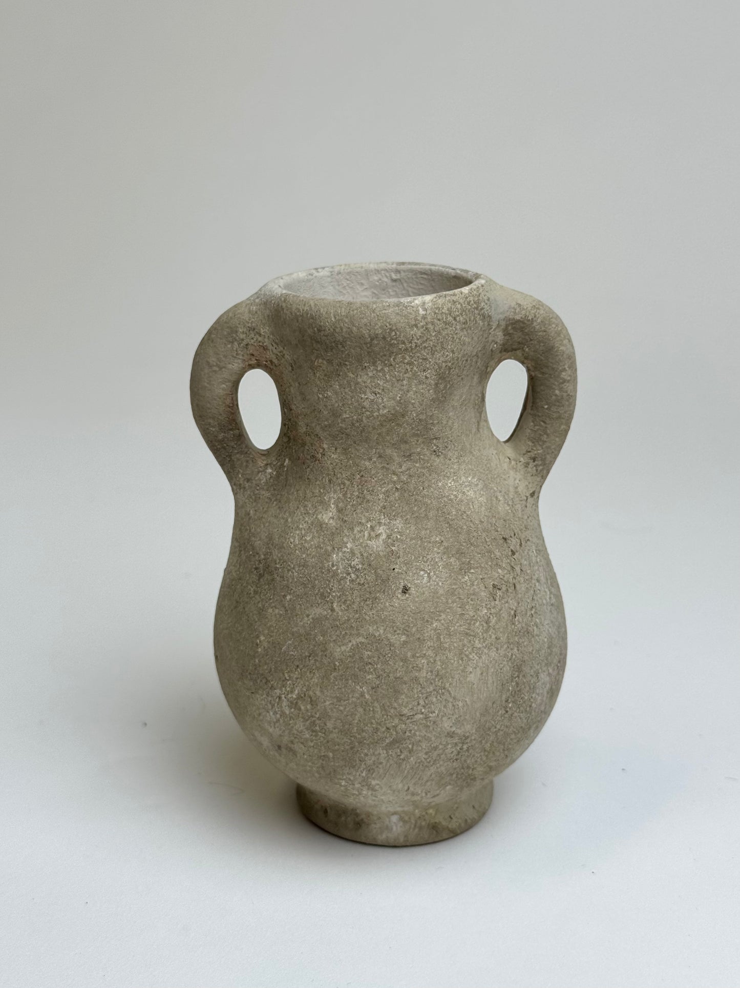 Up-cycled  |  Small beige textured twin handled vessel