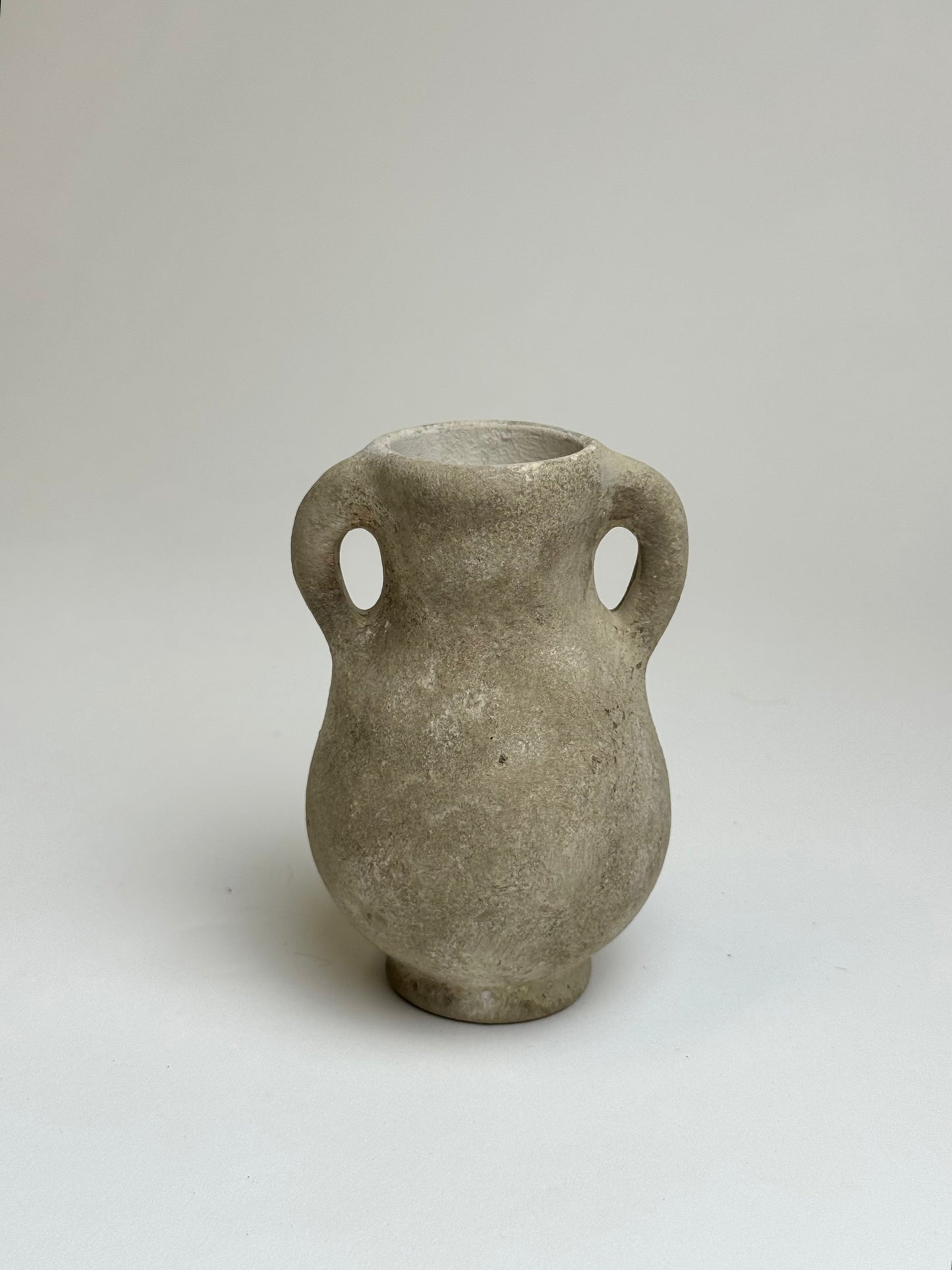 Up-cycled  |  Small beige textured twin handled vessel