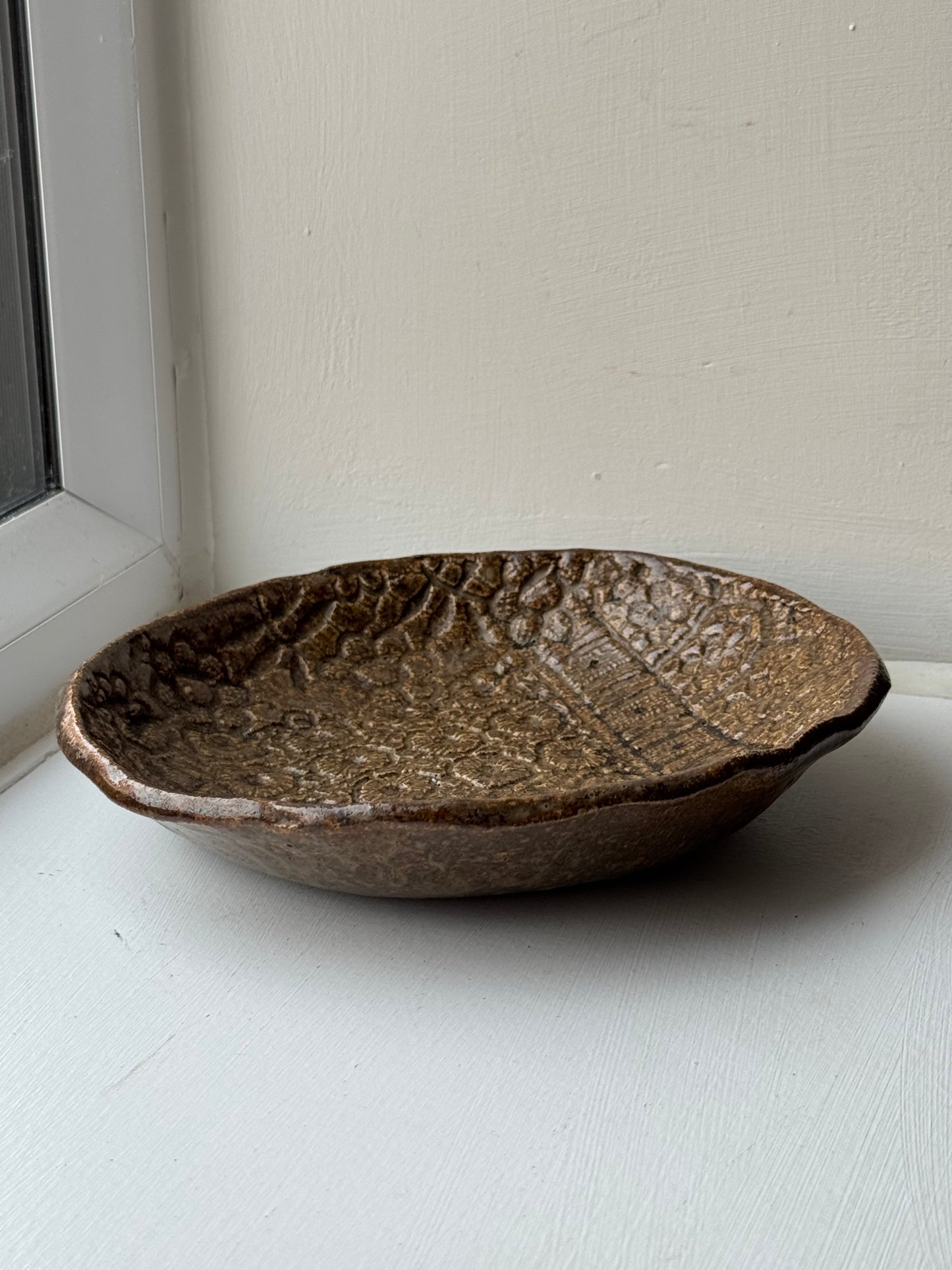Glazed Pattern Stoneware Dish
