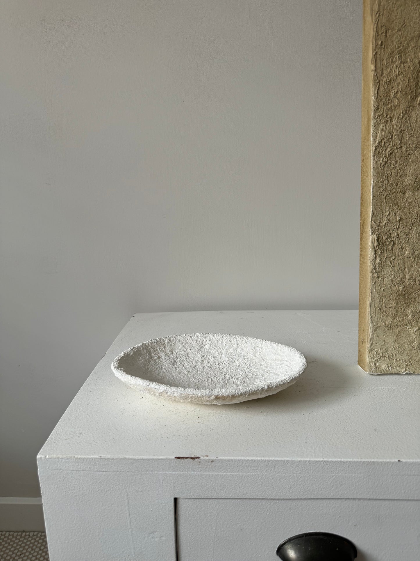 CLOUD  |  white papier mache low decorative bowl