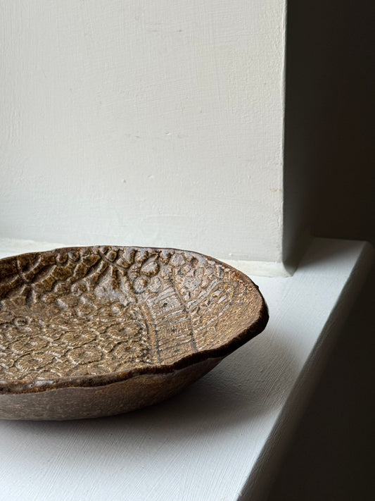 Glazed Pattern Stoneware Dish