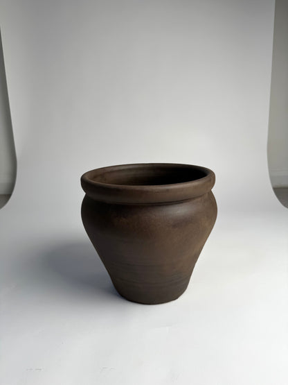 Up-cycled  |  dark earthy brown large tapered pot