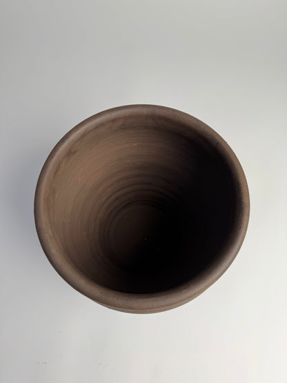 Up-cycled  |  dark earthy brown large tapered pot