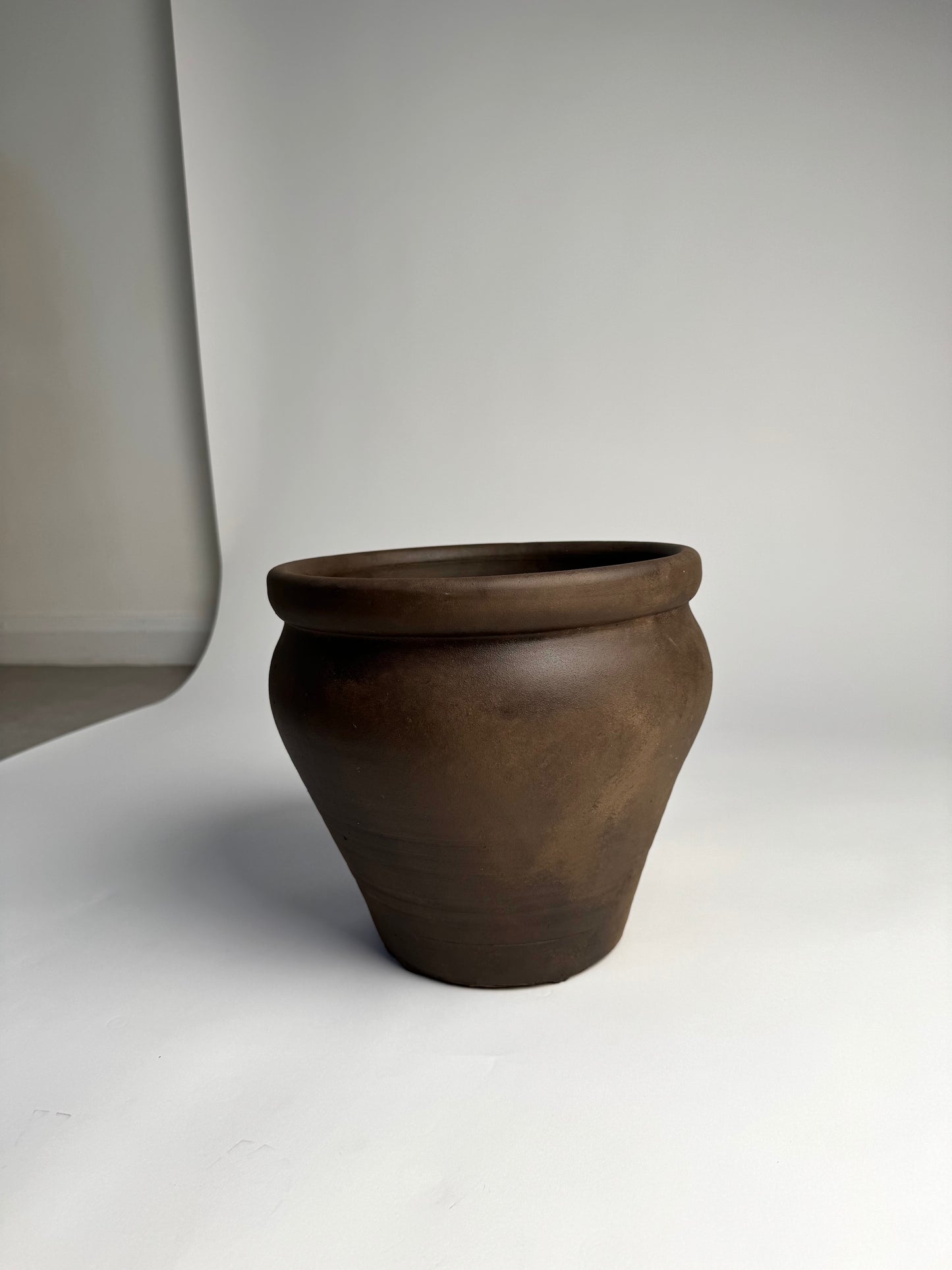 Up-cycled  |  dark earthy brown large tapered pot