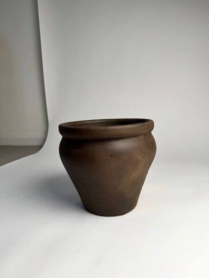 Up-cycled  |  dark earthy brown large tapered pot
