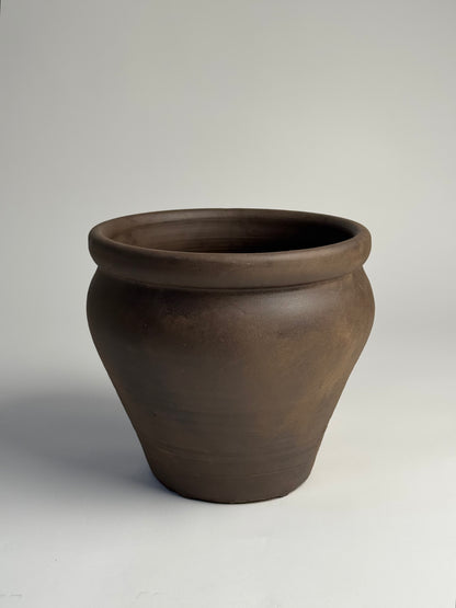 Up-cycled  |  dark earthy brown large tapered pot