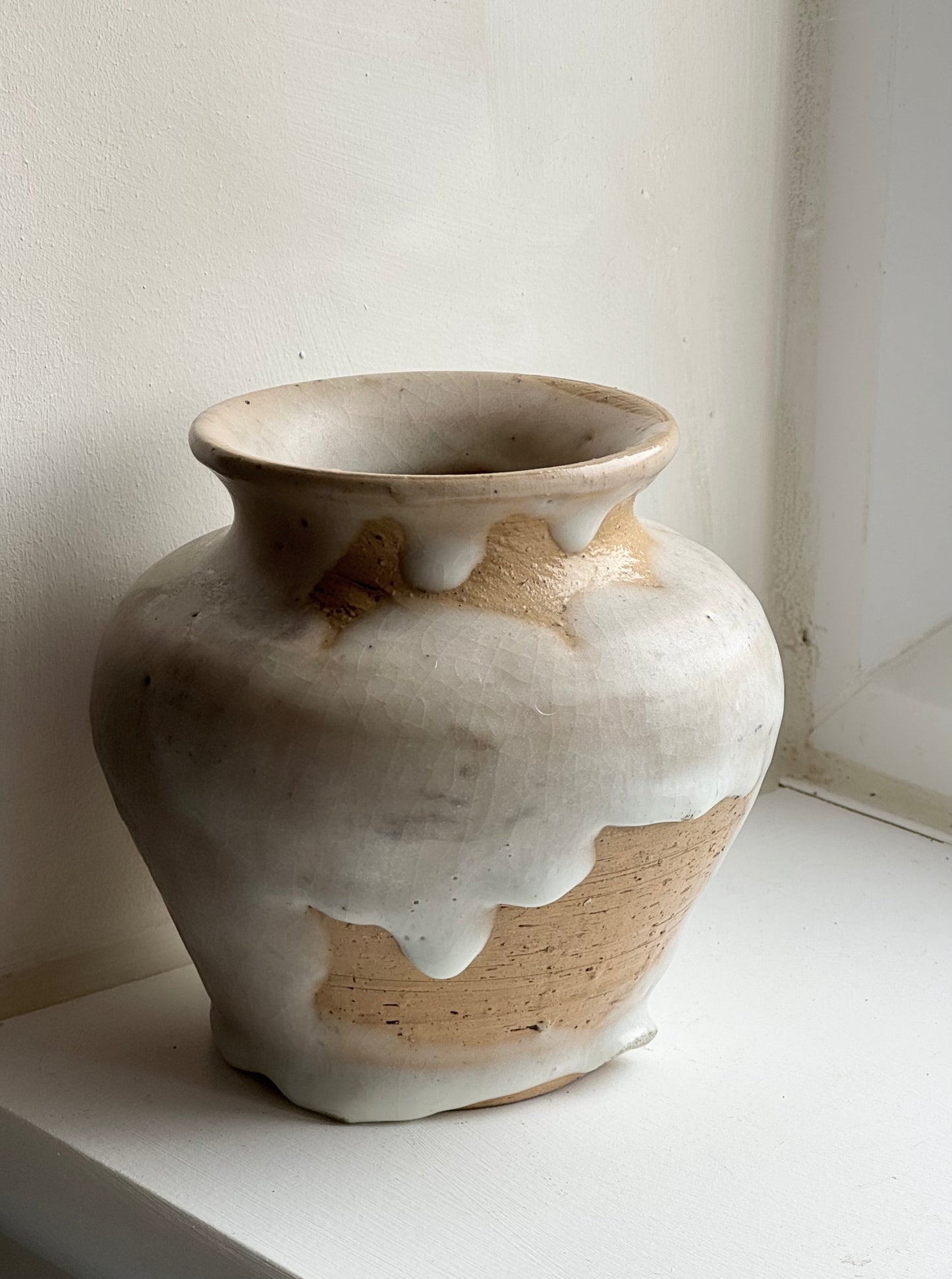 Neutral Drip Glaze Vase