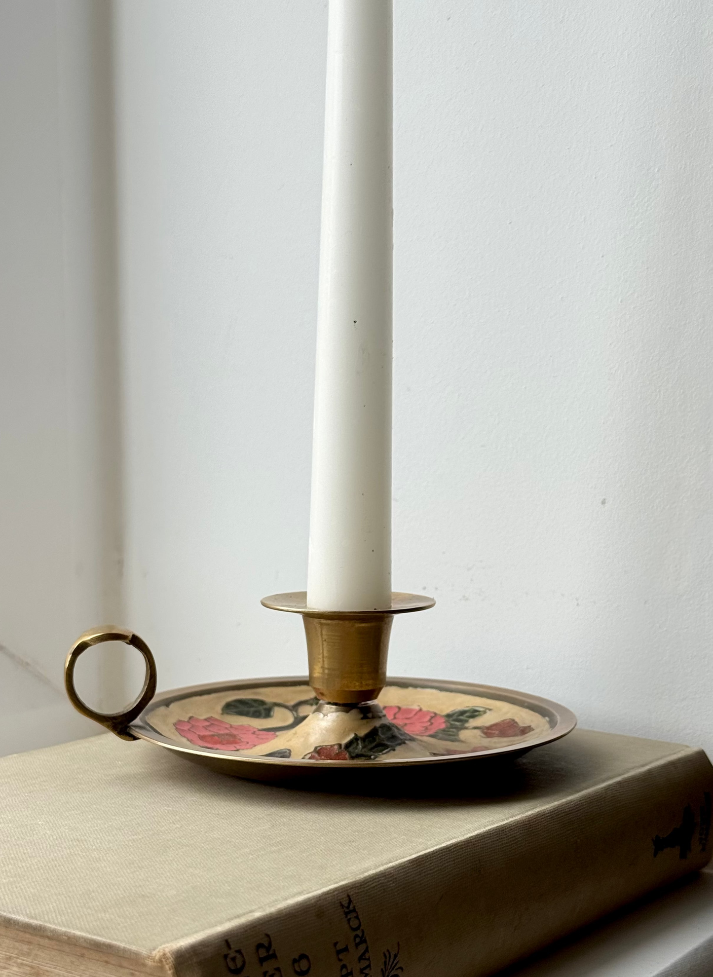 Vintage Brass Floral Candle Holder