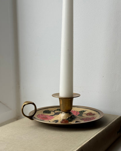 Vintage Brass Floral Candle Holder