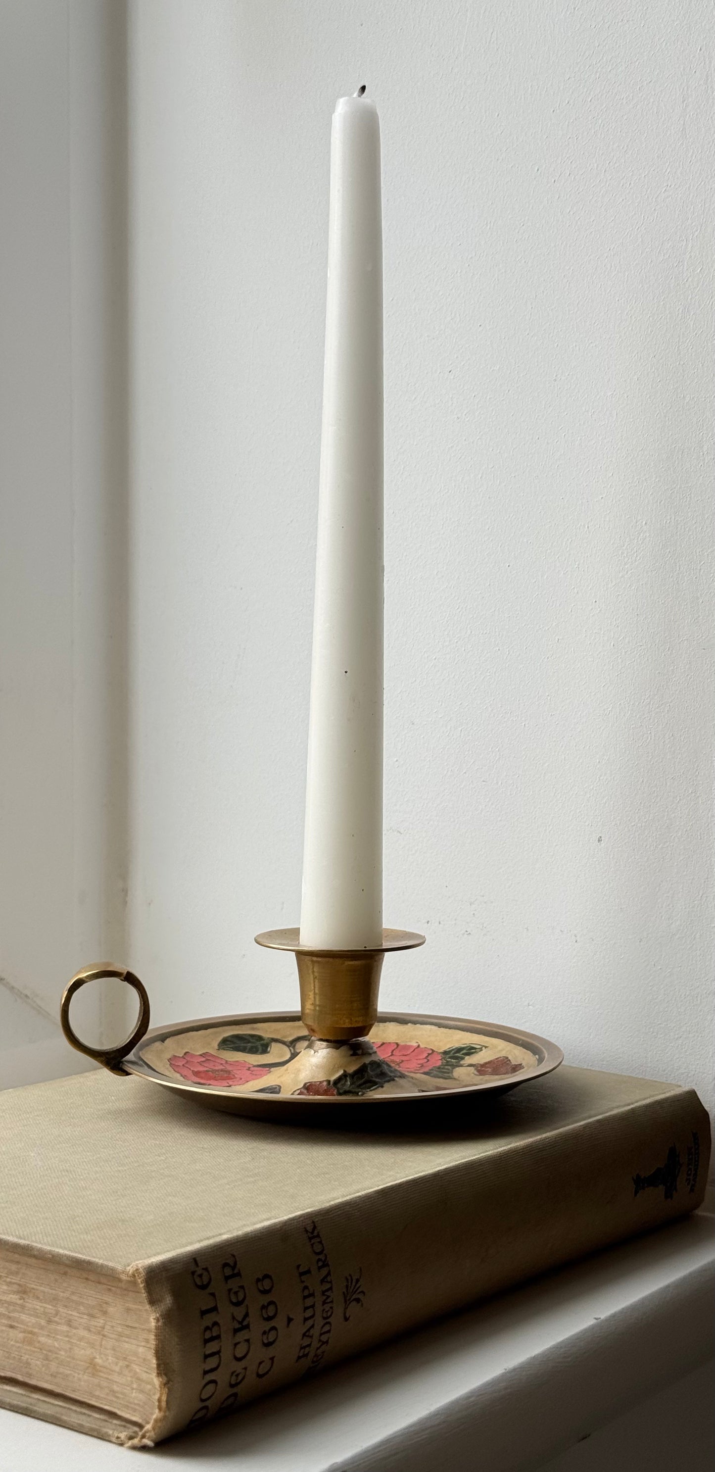 Vintage Brass Floral Candle Holder