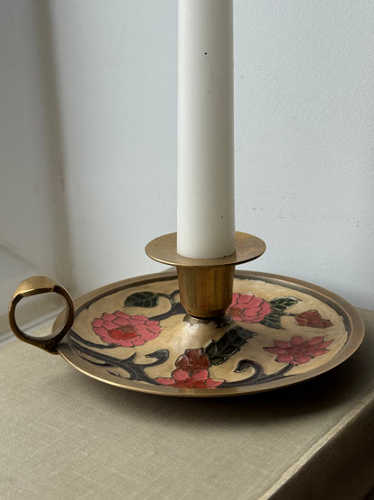 Vintage Brass Floral Candle Holder
