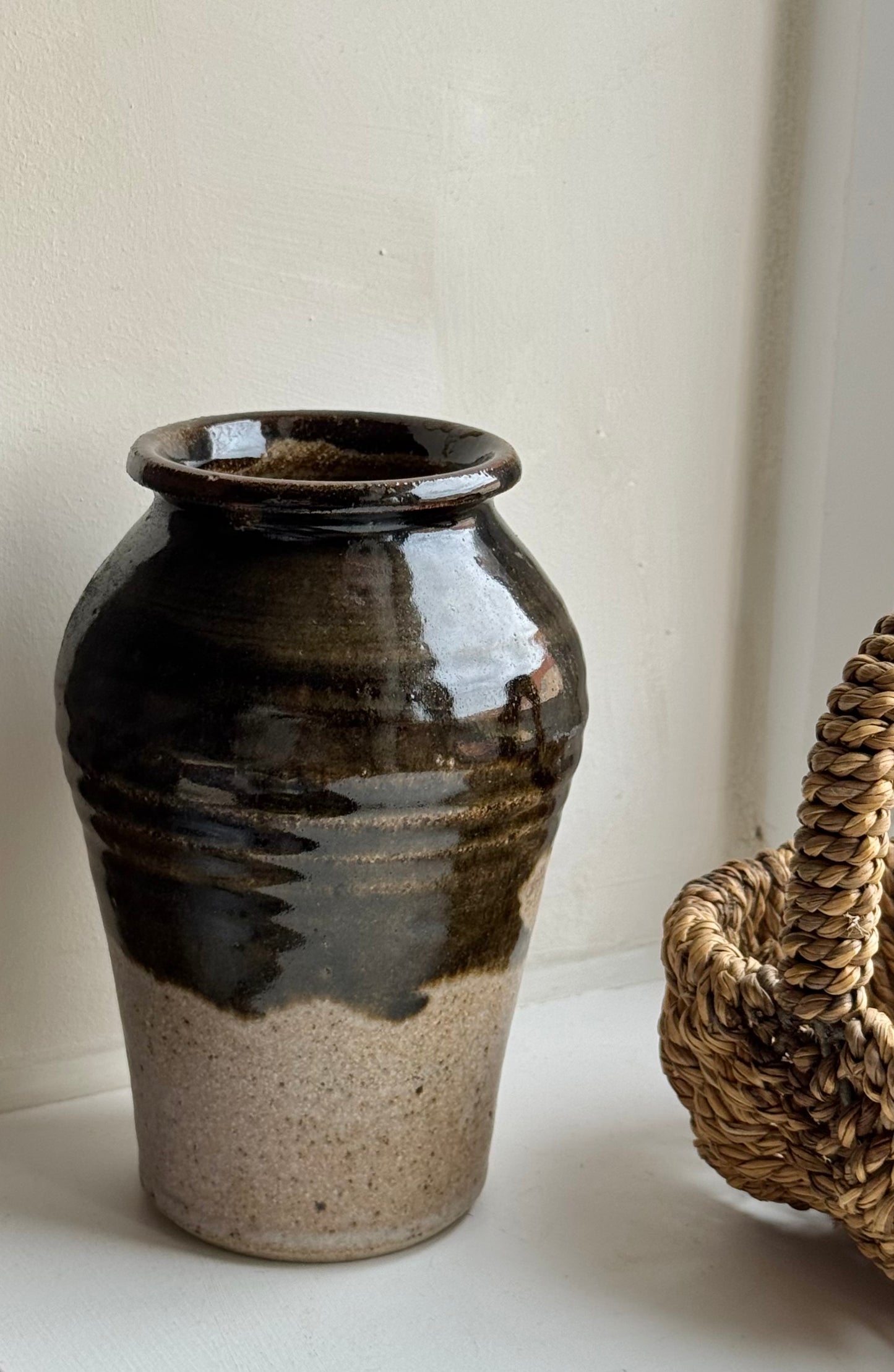 Half Glazed Vintage Pot