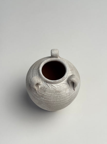 Up-cycled  |  small off-white tri-handle amphora
