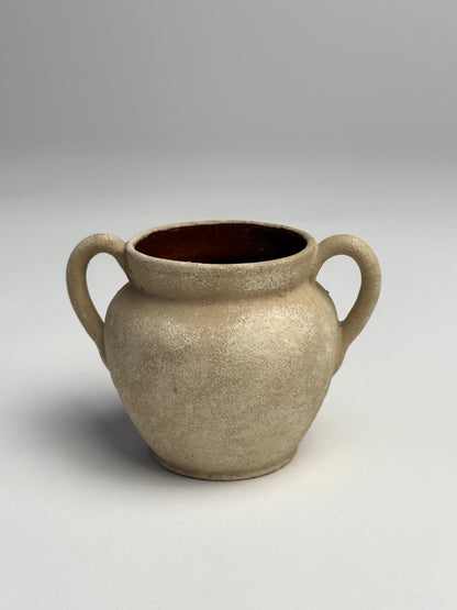 Up-cycled  |  small twin-handled light beige pot