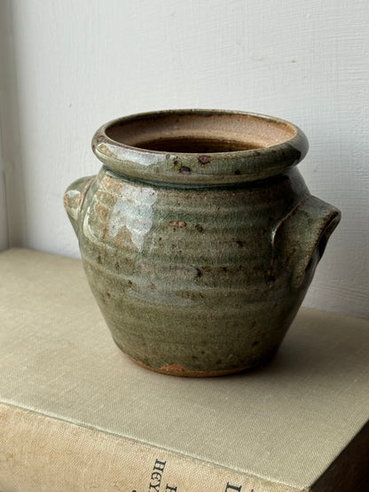 Small Sage Green Lidded Confit Pot