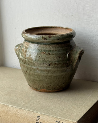 Small Sage Green Lidded Confit Pot