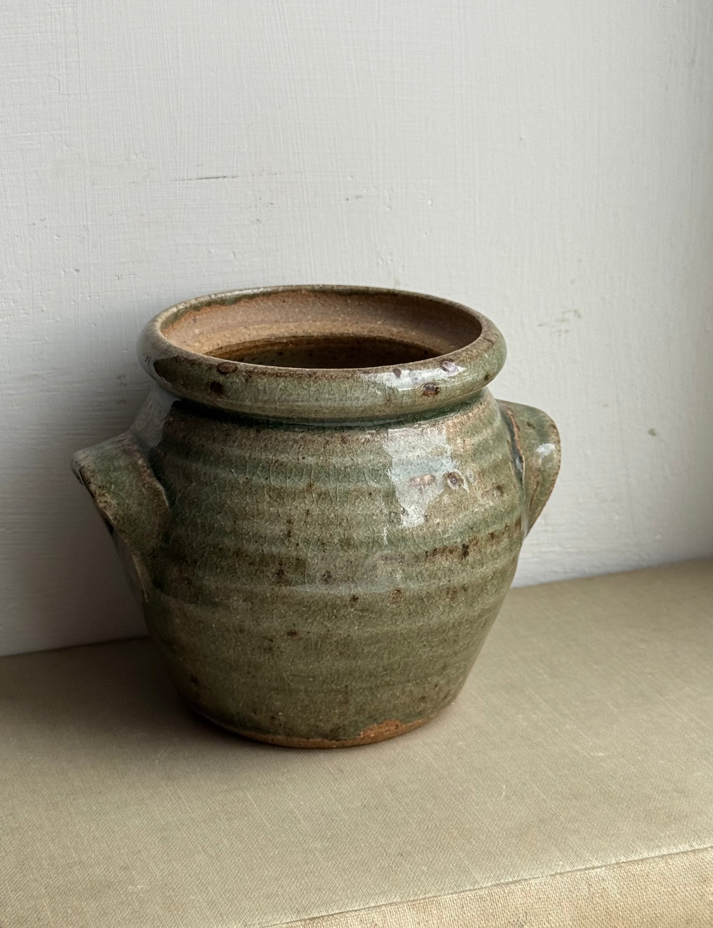 Small Sage Green Lidded Confit Pot