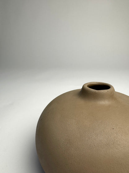 Up-cycled  |  warm beige smooth low rounded vase