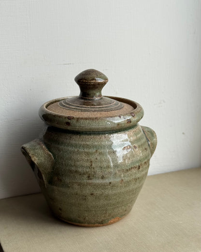 Small Sage Green Lidded Confit Pot