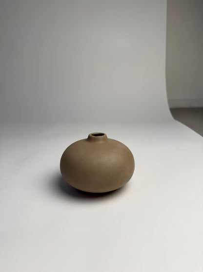 Up-cycled  |  warm beige smooth low rounded vase